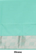 Turquoise green zari motifs art silk saree with self zari border and matching blouse