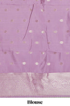 Dark brown zari floral motifs art silk saree with contrast zari border and motifs blouse
