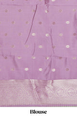 Dark brown zari floral motifs art silk saree with contrast zari border and motifs blouse
