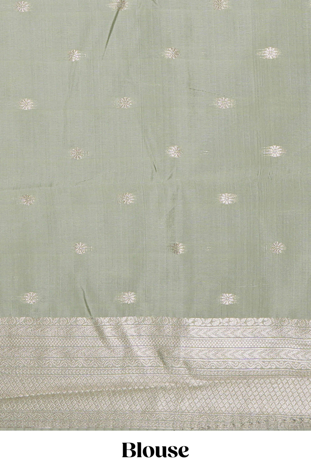Pista green zari floral motifs art silk saree with self zari border and matching motifs blouse