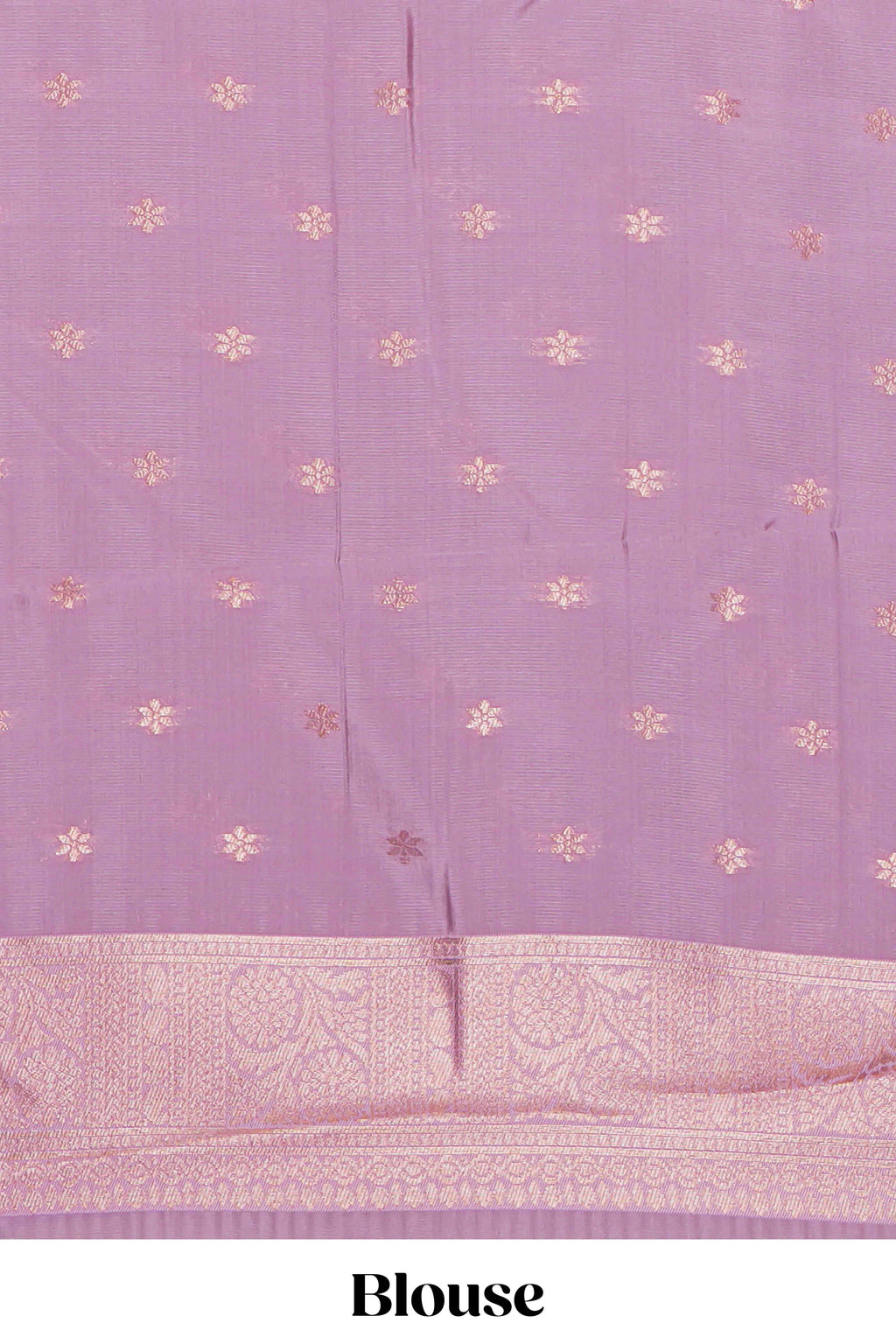 Purple checked zari motifs art silk saree with contrast zari border and contrast motifs blouse