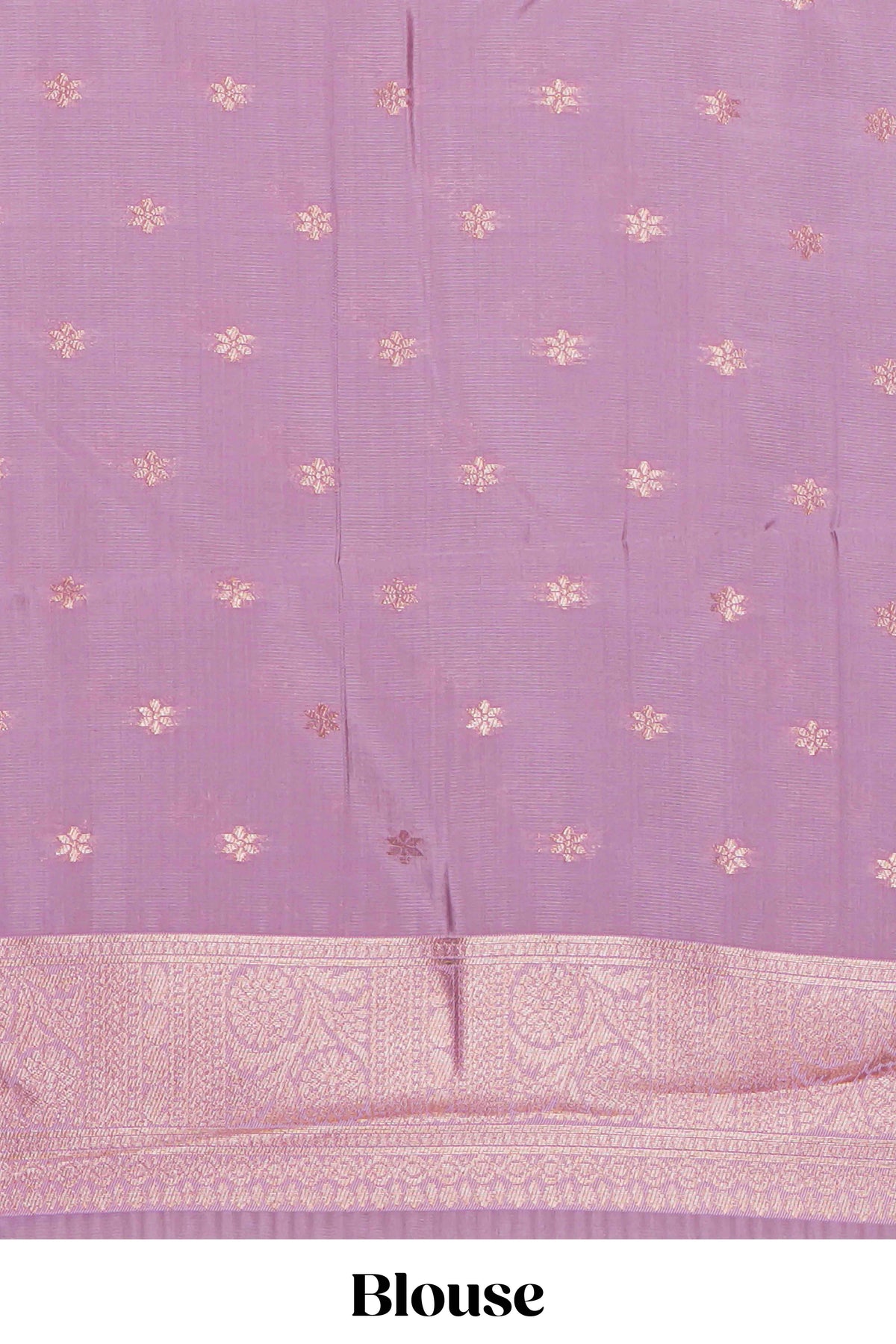 Purple checked zari motifs art silk saree with contrast zari border and contrast motifs blouse