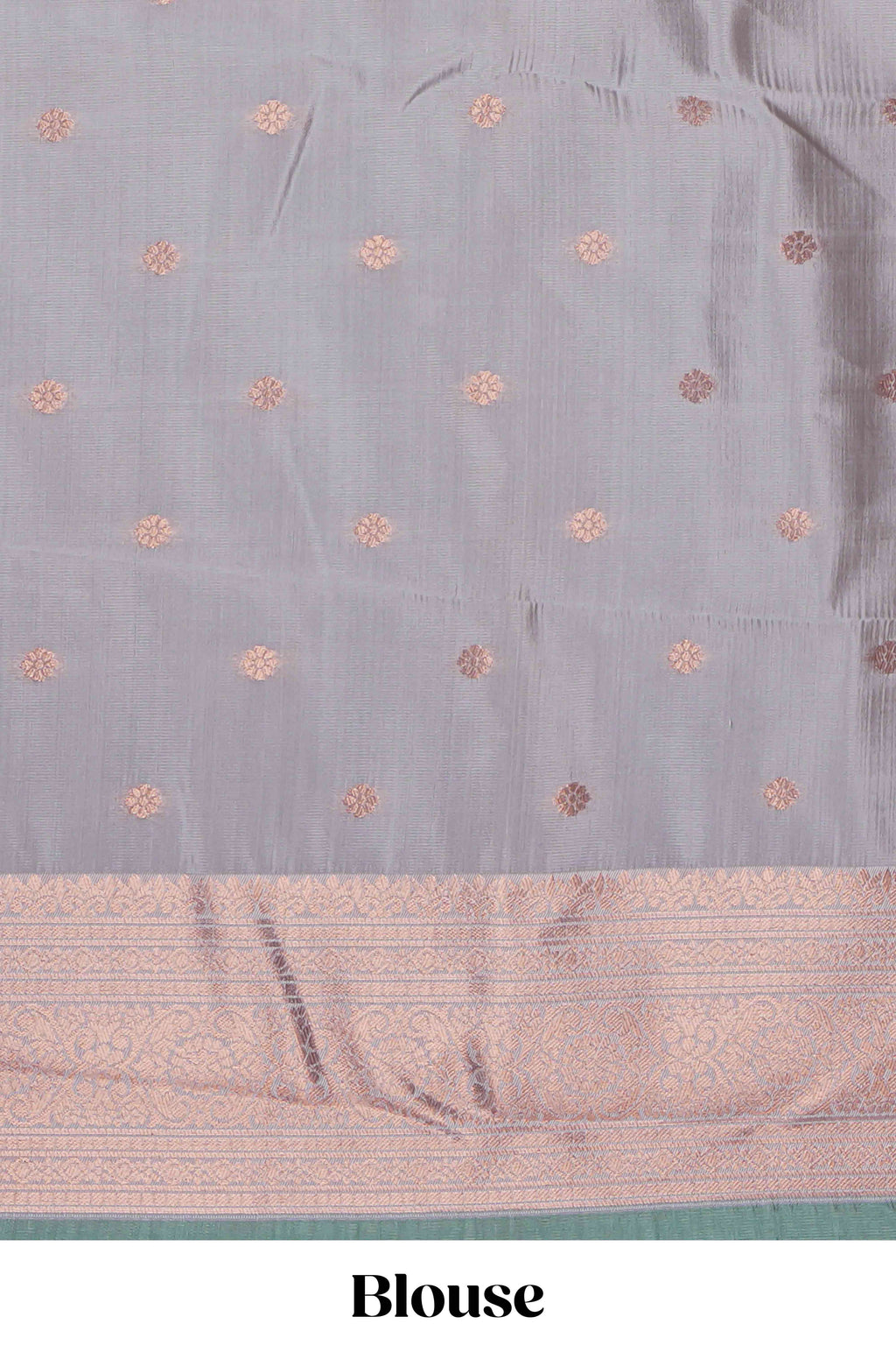 Pink checked zari motifs art silk saree with contrast zari border and contrast motifs blouse