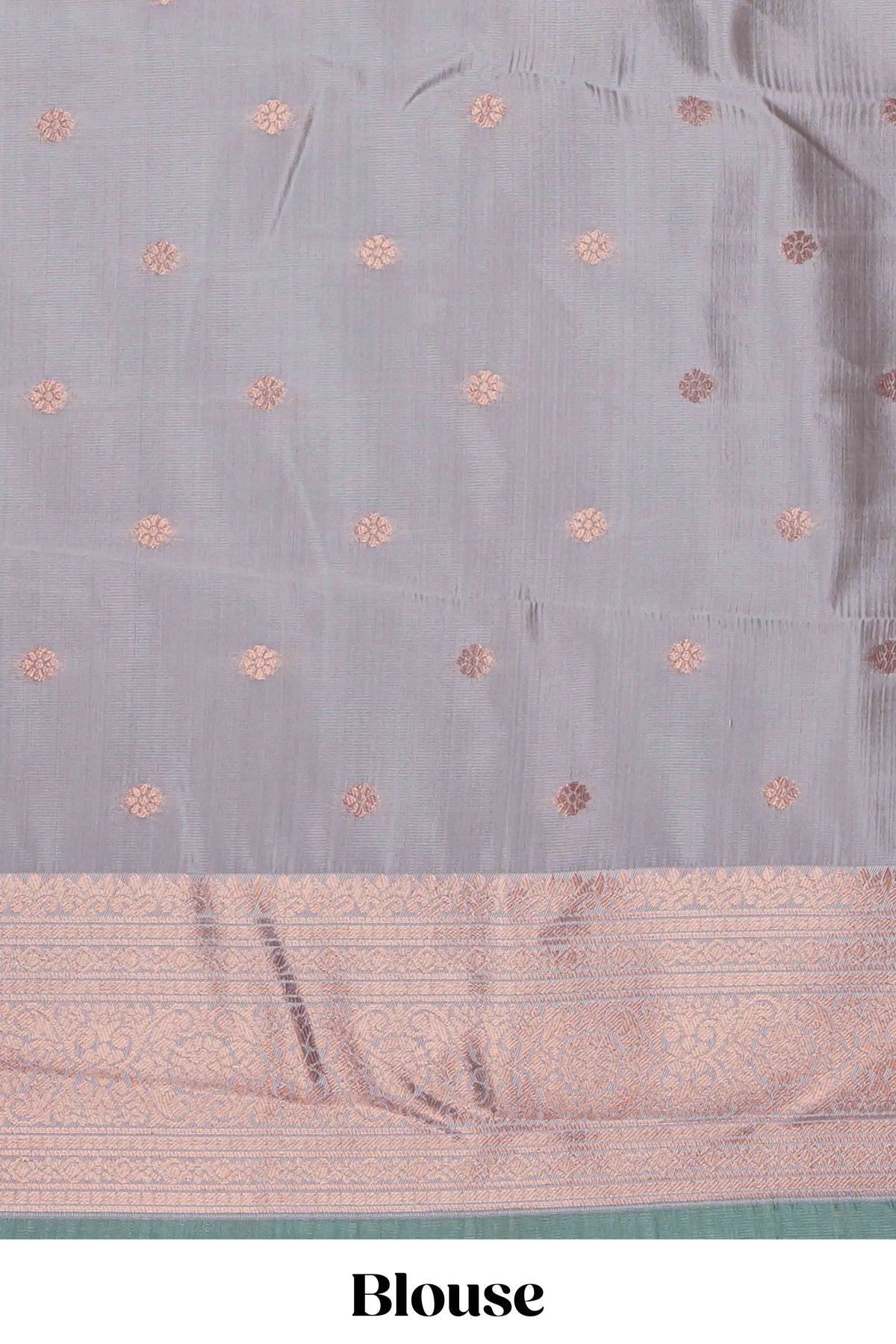 Pink checked zari motifs art silk saree with contrast zari border and contrast motifs blouse