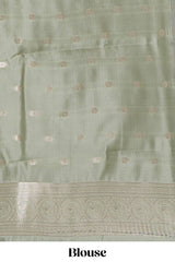 Dark brown floral motifs design art silk saree with contrast zari border and motifs blouse