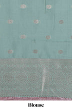 Dark brown checked floral & peacock motifs design art silk saree with contrast zari border and motifs blouse