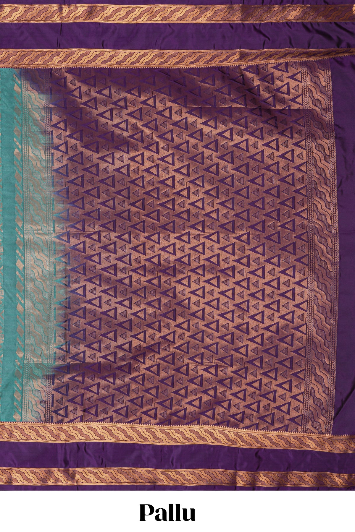 Turquoise green striped zari design art silk saree with contrast zari border and blouse