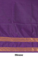 Turquoise green striped zari design art silk saree with contrast zari border and blouse