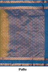 Green striped zari design art silk saree with contrast zari border and blouse