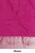 Green floral motifs design art silk saree with self traditional palak design border and contrast blouse