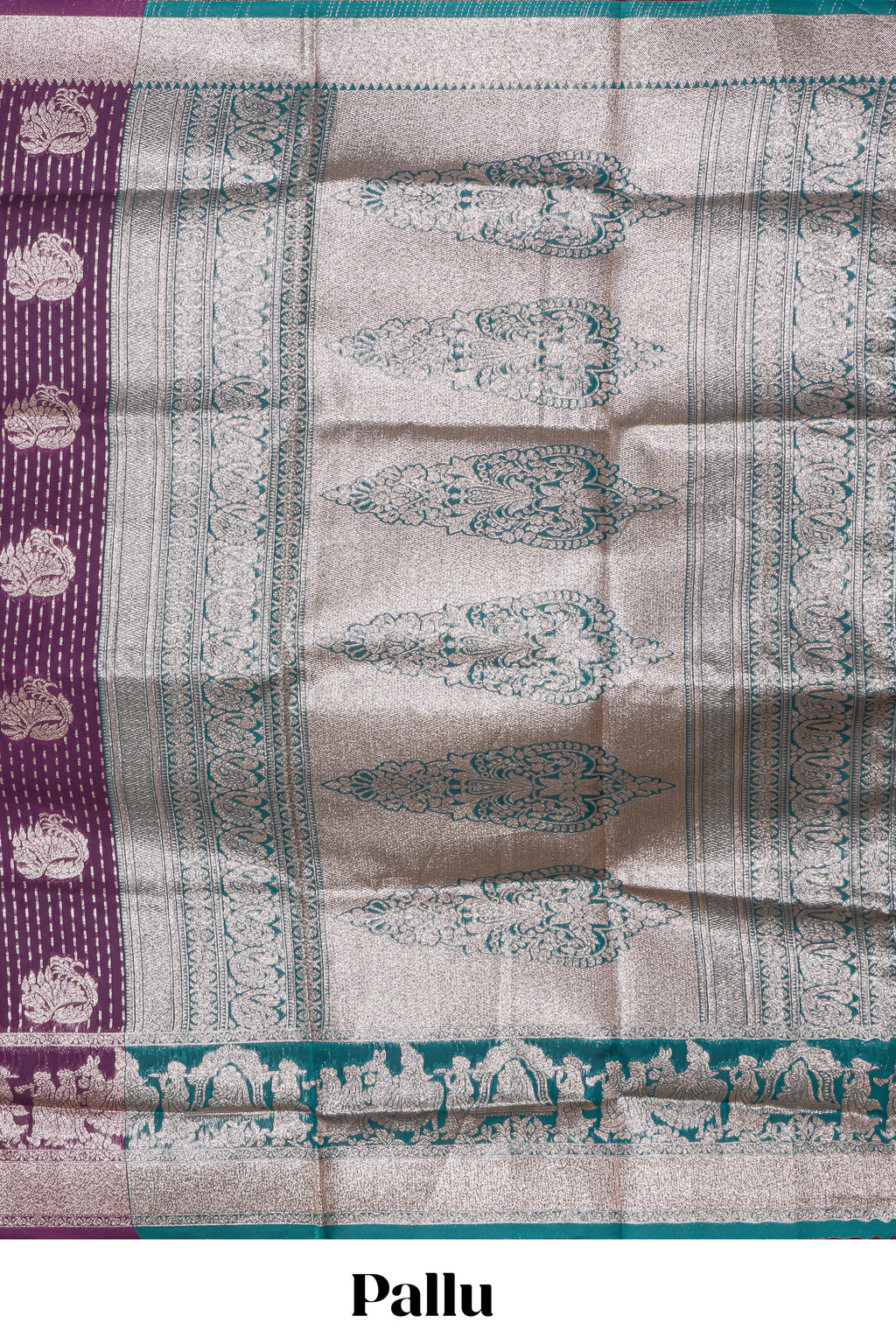 Purple floral motifs design art silk saree with self traditional palak design border and contrast blouse