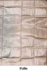 Powder bluegeometric floral design art silk saree with contrast zari border and motifs blouse