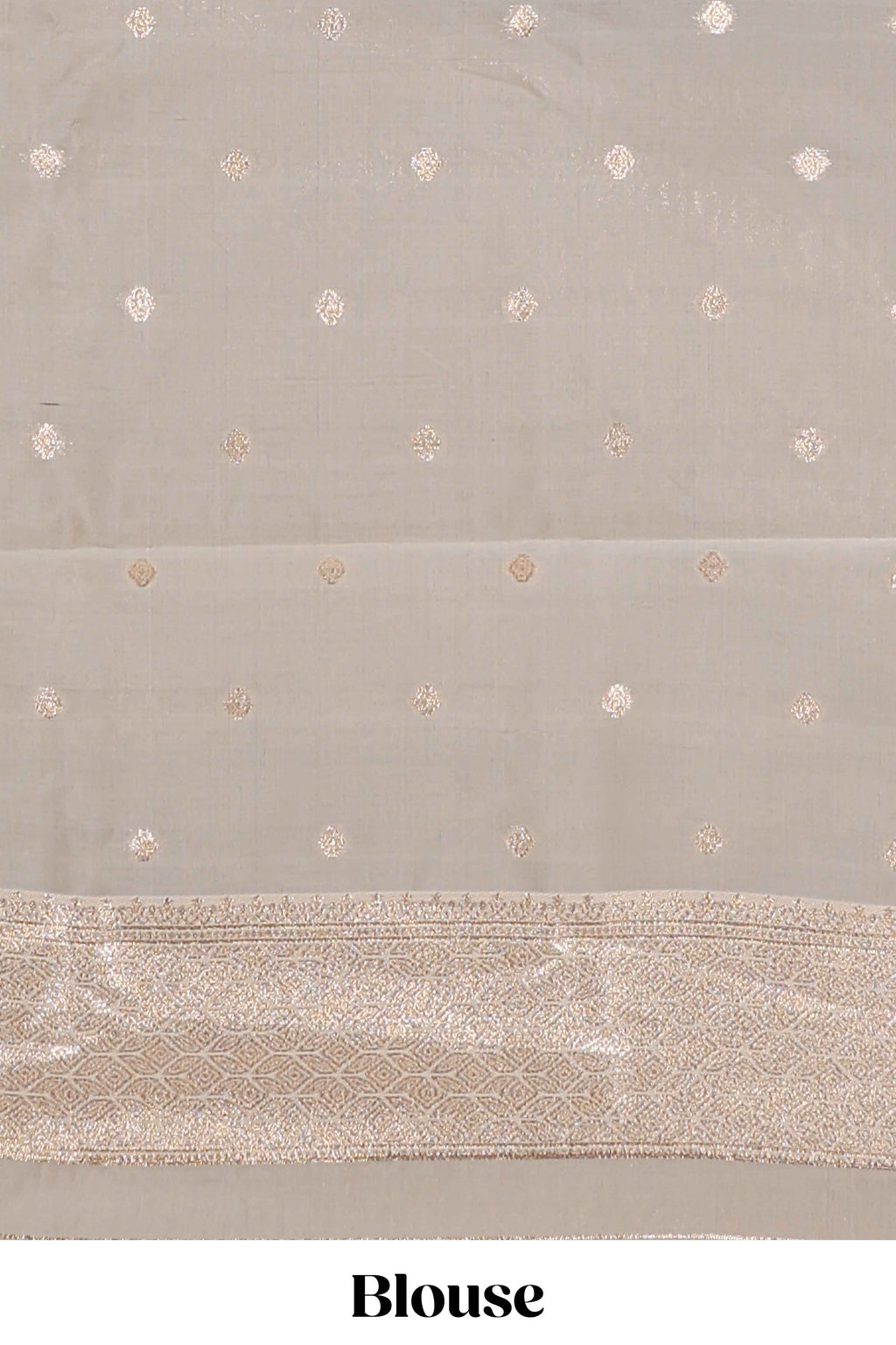 Powder blue  geometric floral design art silk saree with contrast zari border and motifs blouse