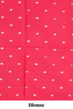 Rani pink floral design art silk saree with self zari border and motifs blouse