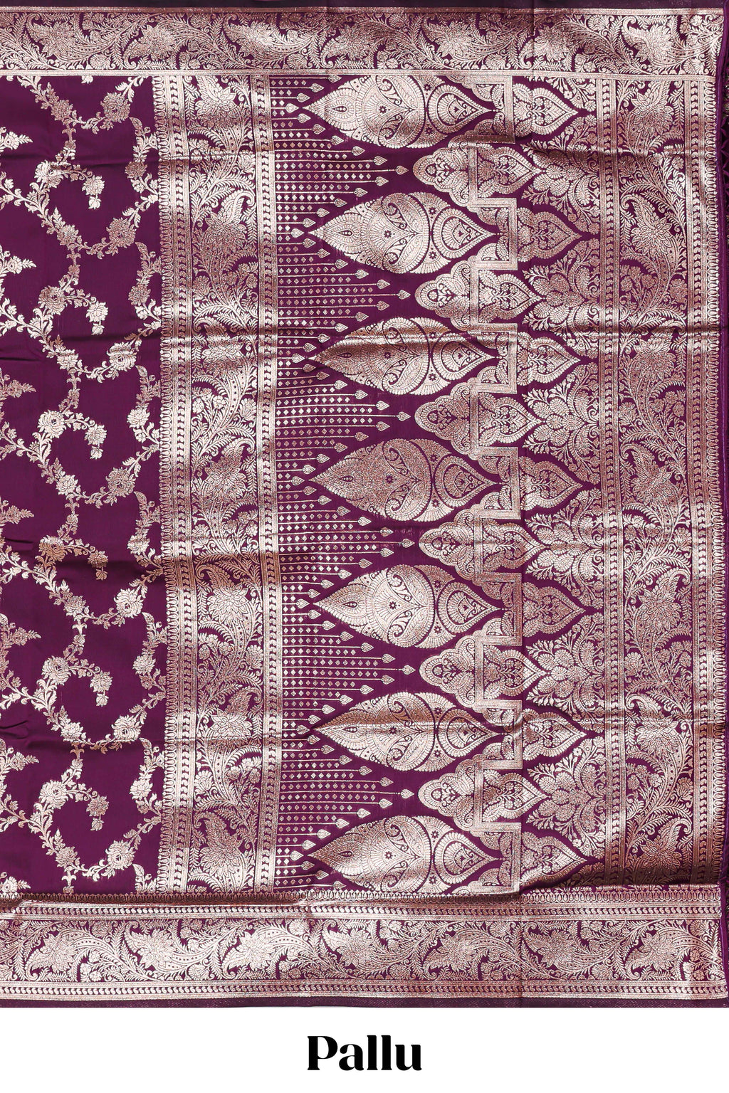 Purple floral design art silk saree with self zari border and matching motifs blouse