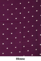 Purple floral design art silk saree with self zari border and matching motifs blouse
