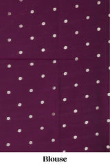 Purple floral design art silk saree with self zari border and matching motifs blouse
