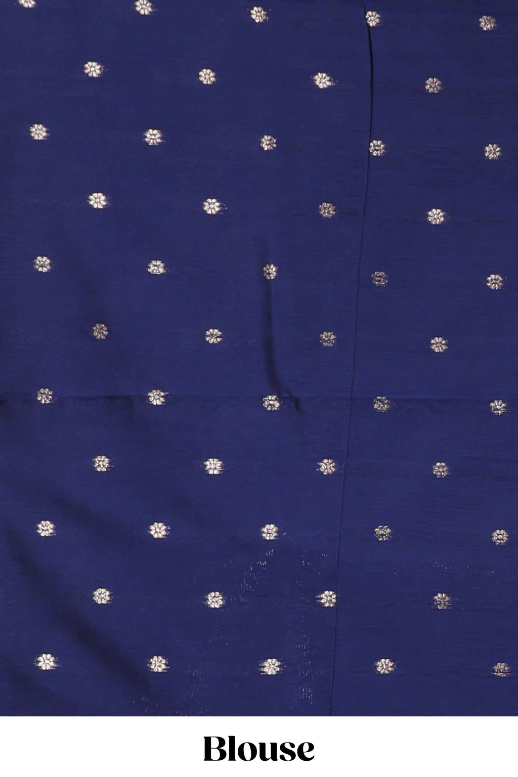 Blue floral design art silk saree with self zari border and matching motifs blouse