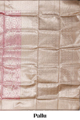 Pink geometric floral design art silk saree with contrast zari border and motifs blouse
