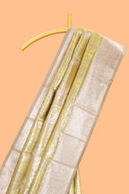 Lemon yellow geometric floral design art silk saree with contrast zari border and motifs blouse