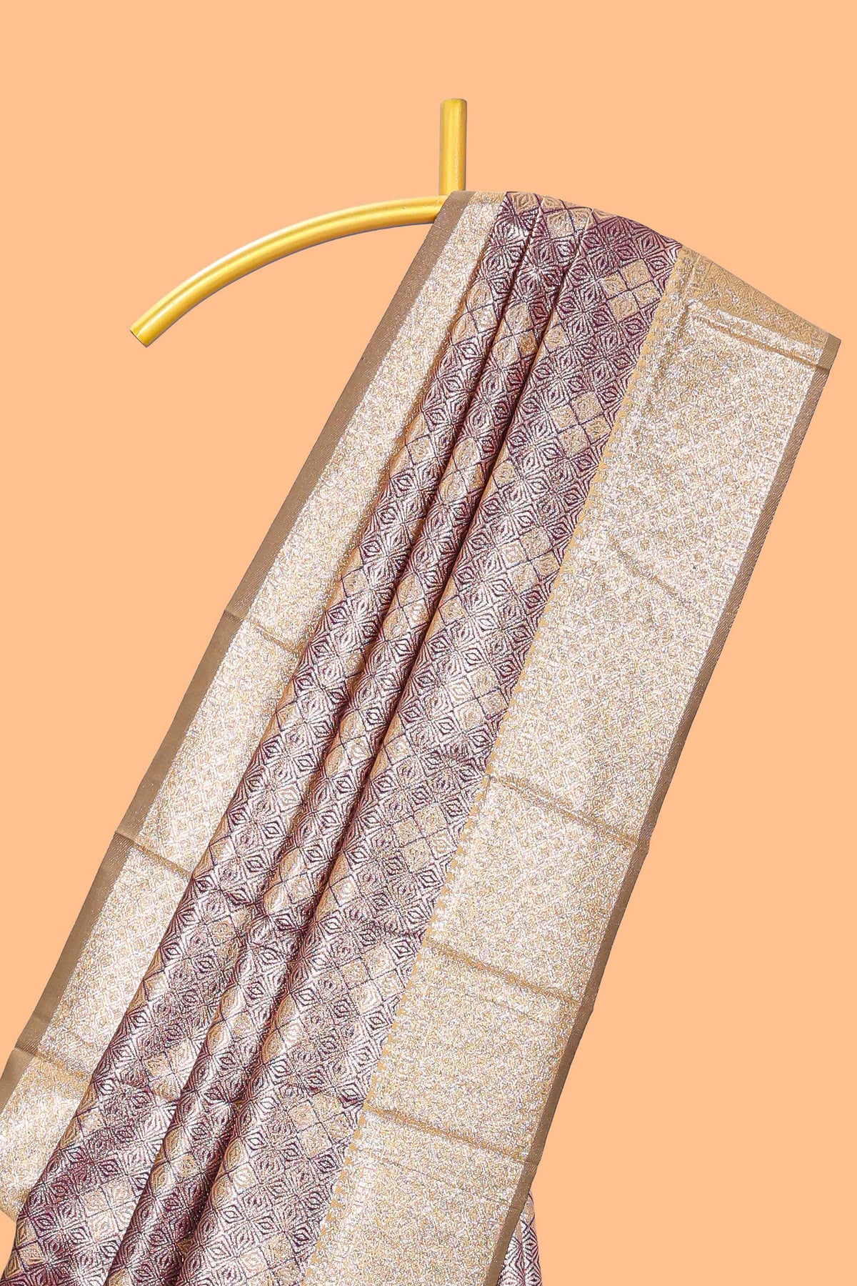 Purple floral design art silk saree with contrast zari border and motifs blouse