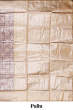 Purple floral design art silk saree with contrast zari border and motifs blouse