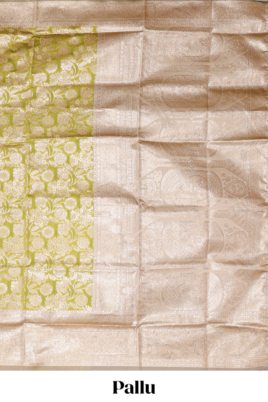 Green floral design art silk saree with contrast zari border and motifs blouse
