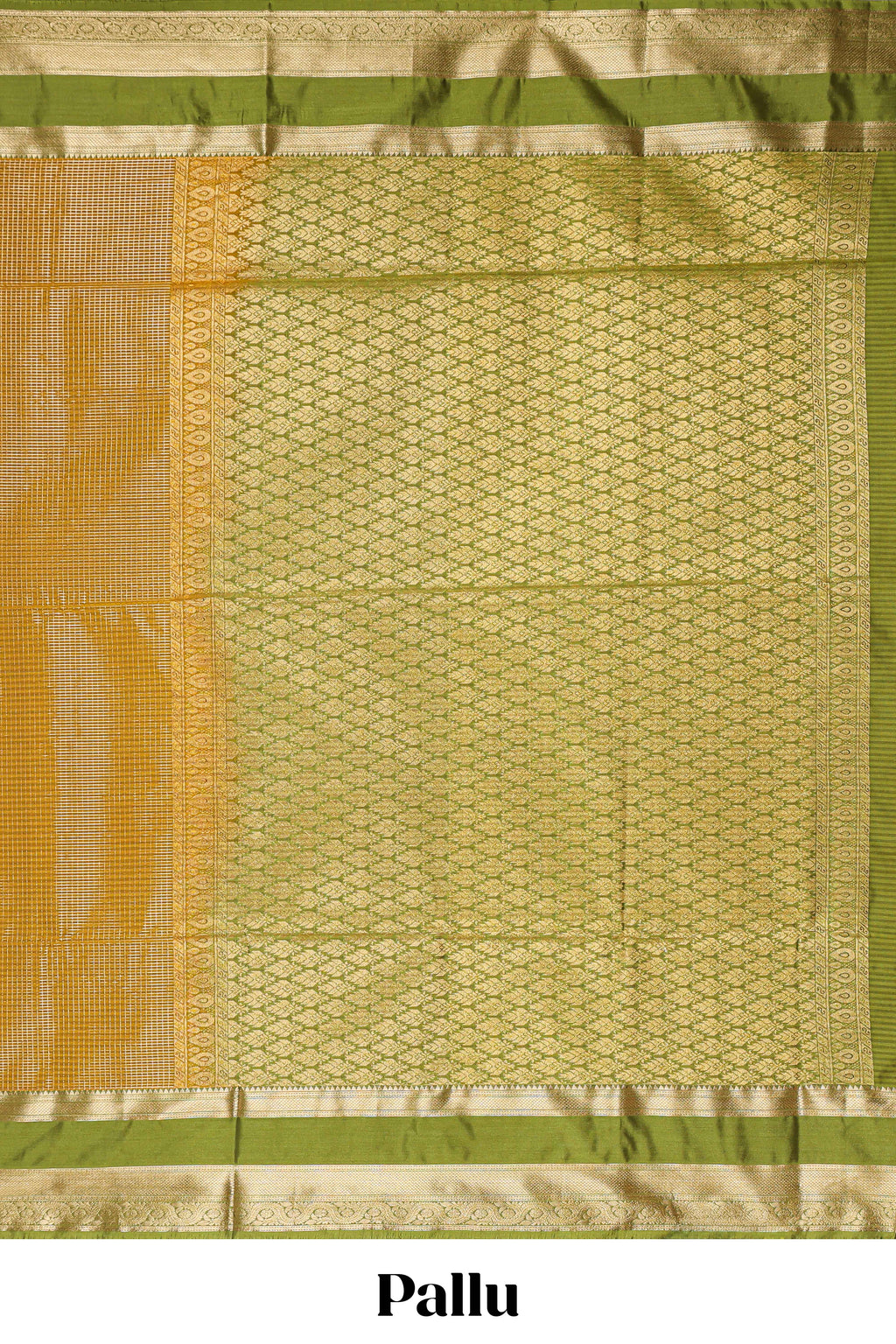 Mustard checked art silk saree with contrast zari border and blouse