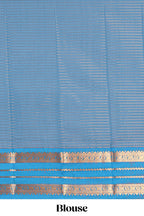 Peach checked zari motifs design art silk saree with contrast border and blouse