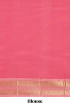 Brown checked zari motifs design art silk saree with contrast border and blouse