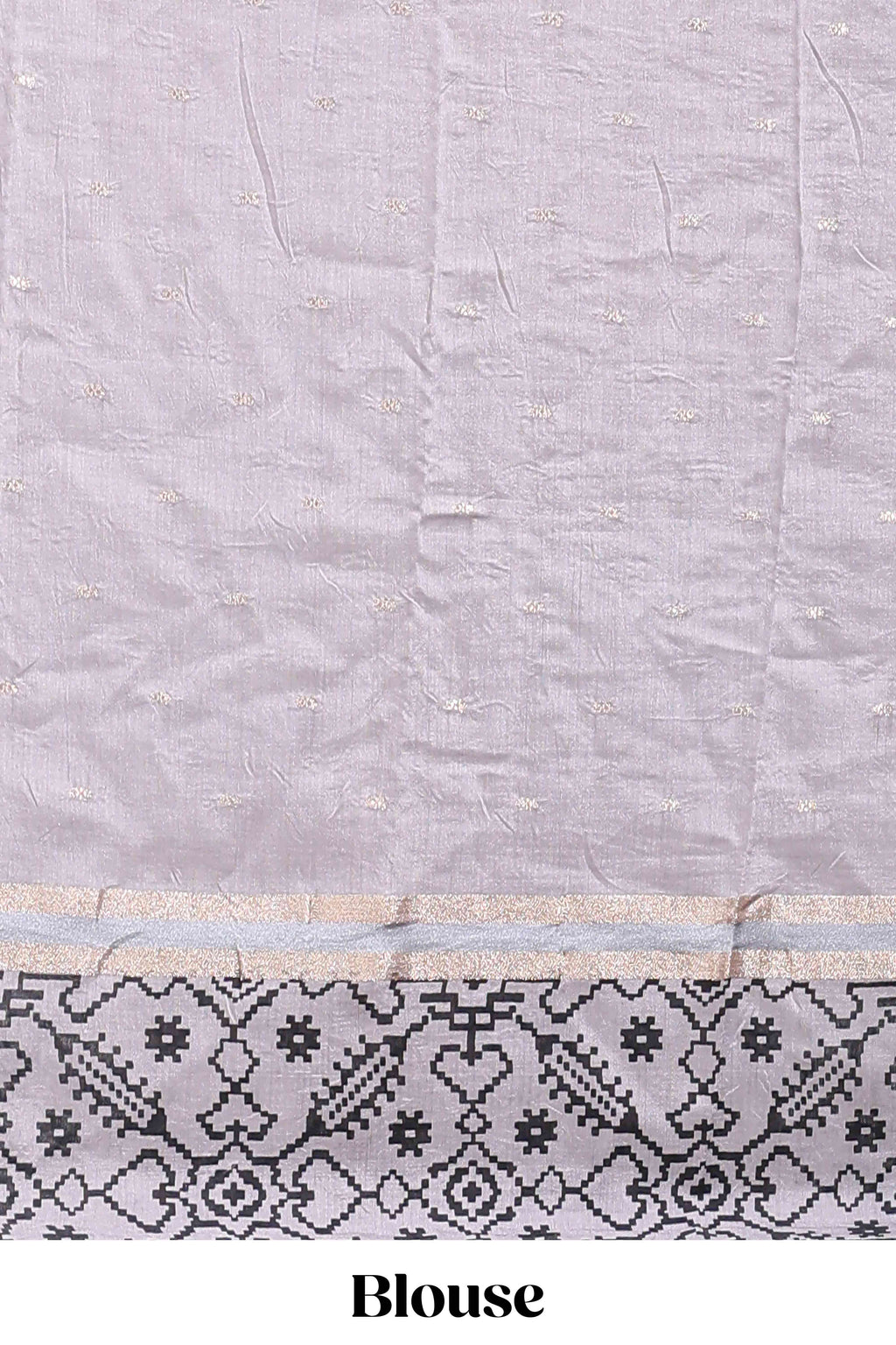 Faded lavender plain assam silk saree eith self ikkat style border and matching blouse