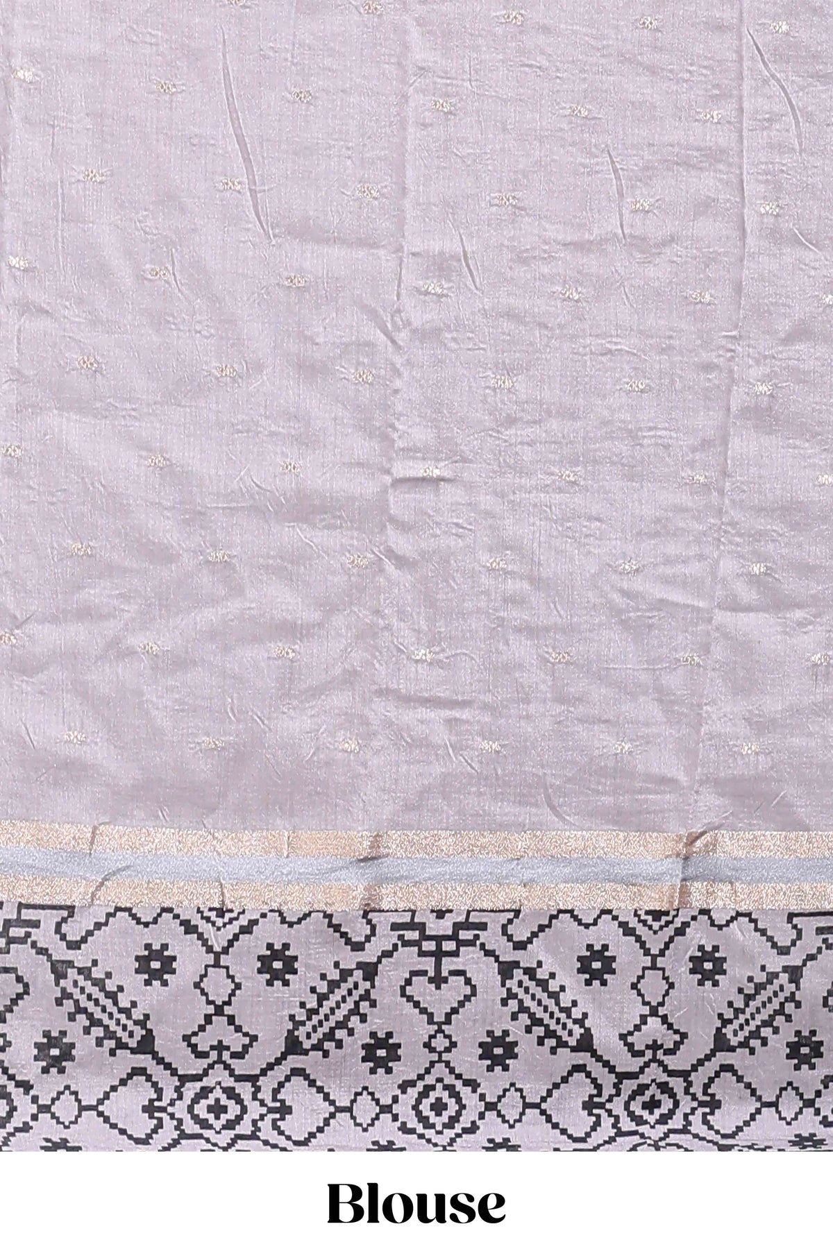 Faded lavender plain assam silk saree eith self ikkat style border and matching blouse