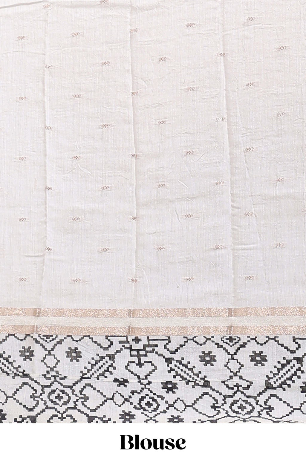 White plain assam silk saree eith self ikkat style border and matching blouse