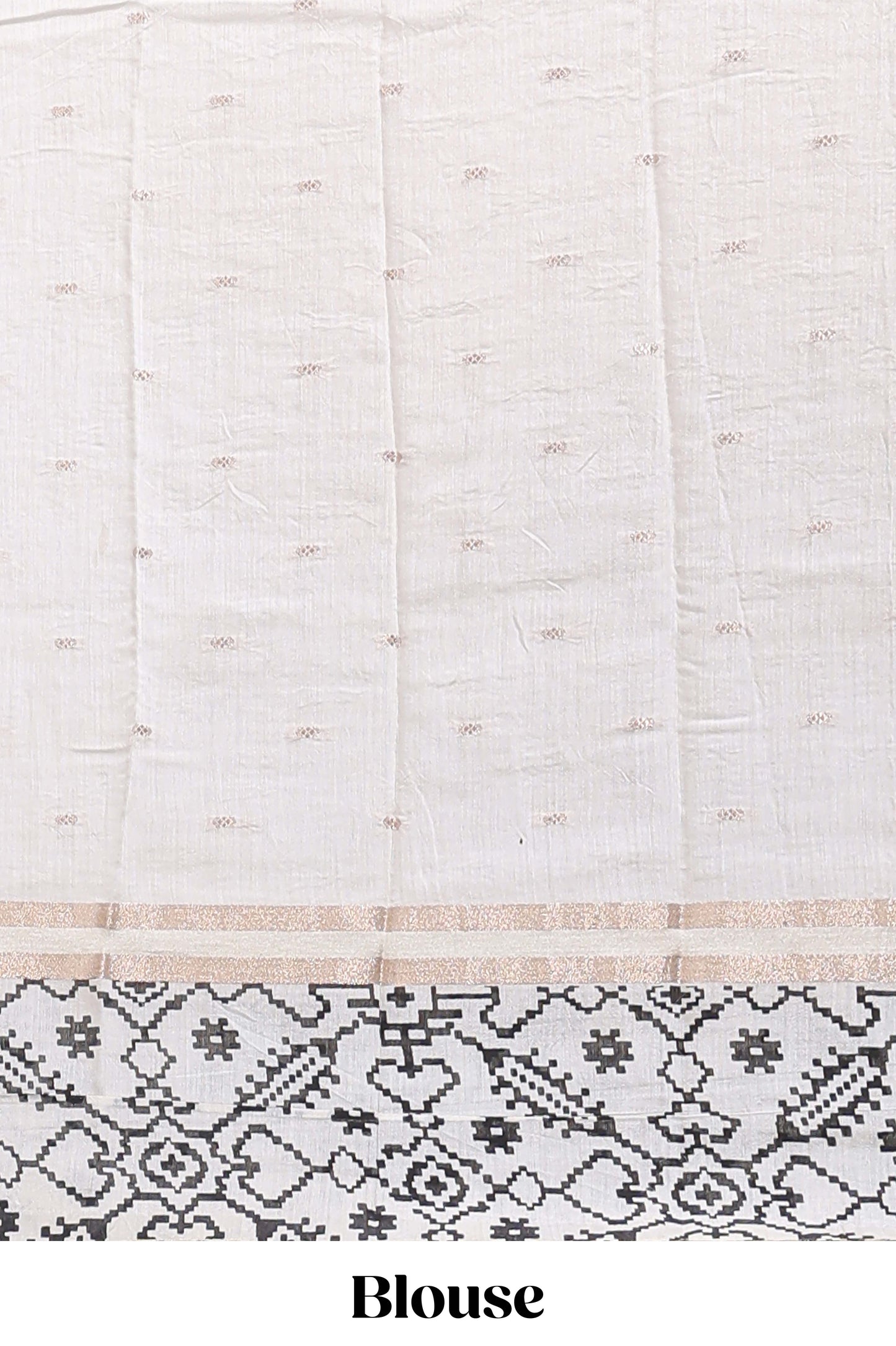 White plain assam silk saree eith self ikkat style border and matching blouse