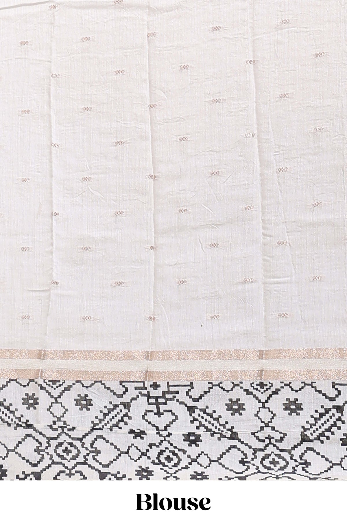 White plain assam silk saree eith self ikkat style border and matching blouse