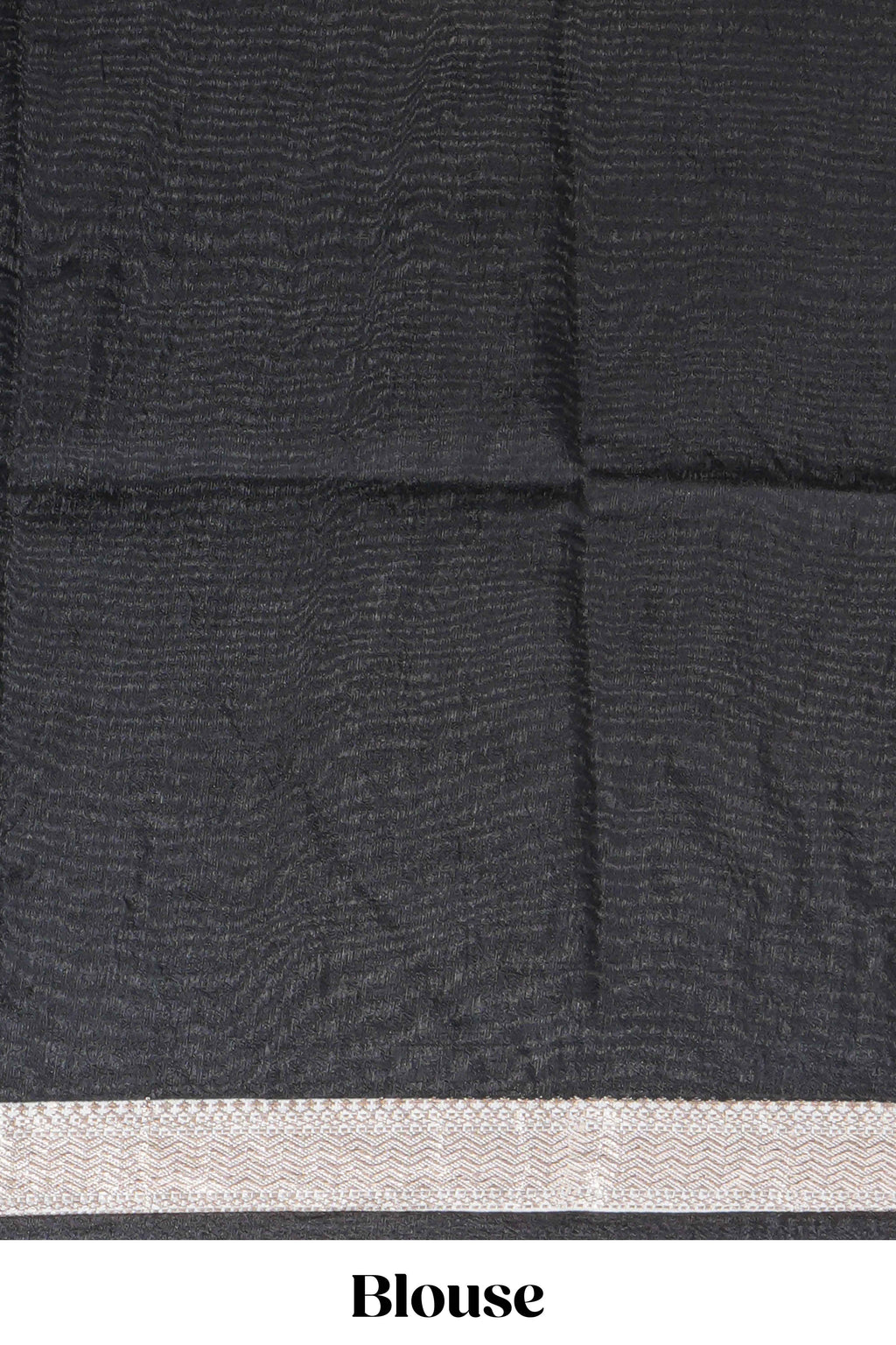 Elegant white Assam Silk saree traditional folk motif print floral patterns and a contrast black woven border The detailed pallu along with contrast blouse