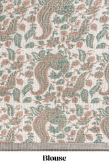 Pastel green Assam Silk saree withfloral woven motifs rich zari border and contrastpallu with fine stripes and tassel detailing along with blouse piece