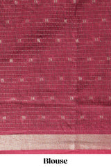 Elegant Pink Assam Silk saree with floral vine motifs detailed woven patterns contrastpallu and zari border alond with contrast blouse