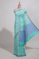 Light blue bandhaniassam silk saree withzari border and matching blouse
