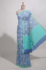 Blue bandhaniassam silk saree withzari border and matching blouse