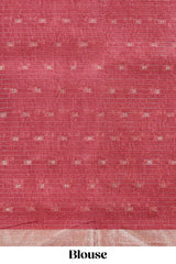 Onion pink zari striped floral design assam silk saree with self zari border and matching motifs blouse