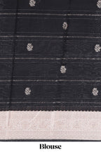 Off white striped zari motifs design assam silk saree with self zari border and contrast motifs blouse
