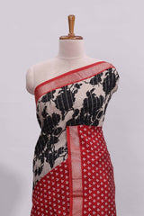 Grey checked zari floral design assam silk saree with contrast zari border and motifs blouse
