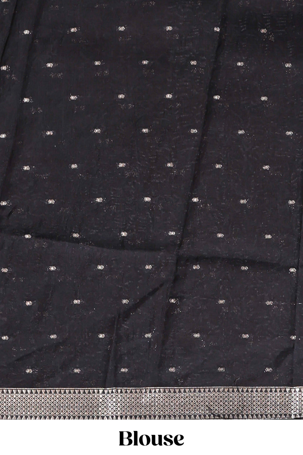 Black ikkat style floral design assam silk saree with self zari border and matching motifs blouse