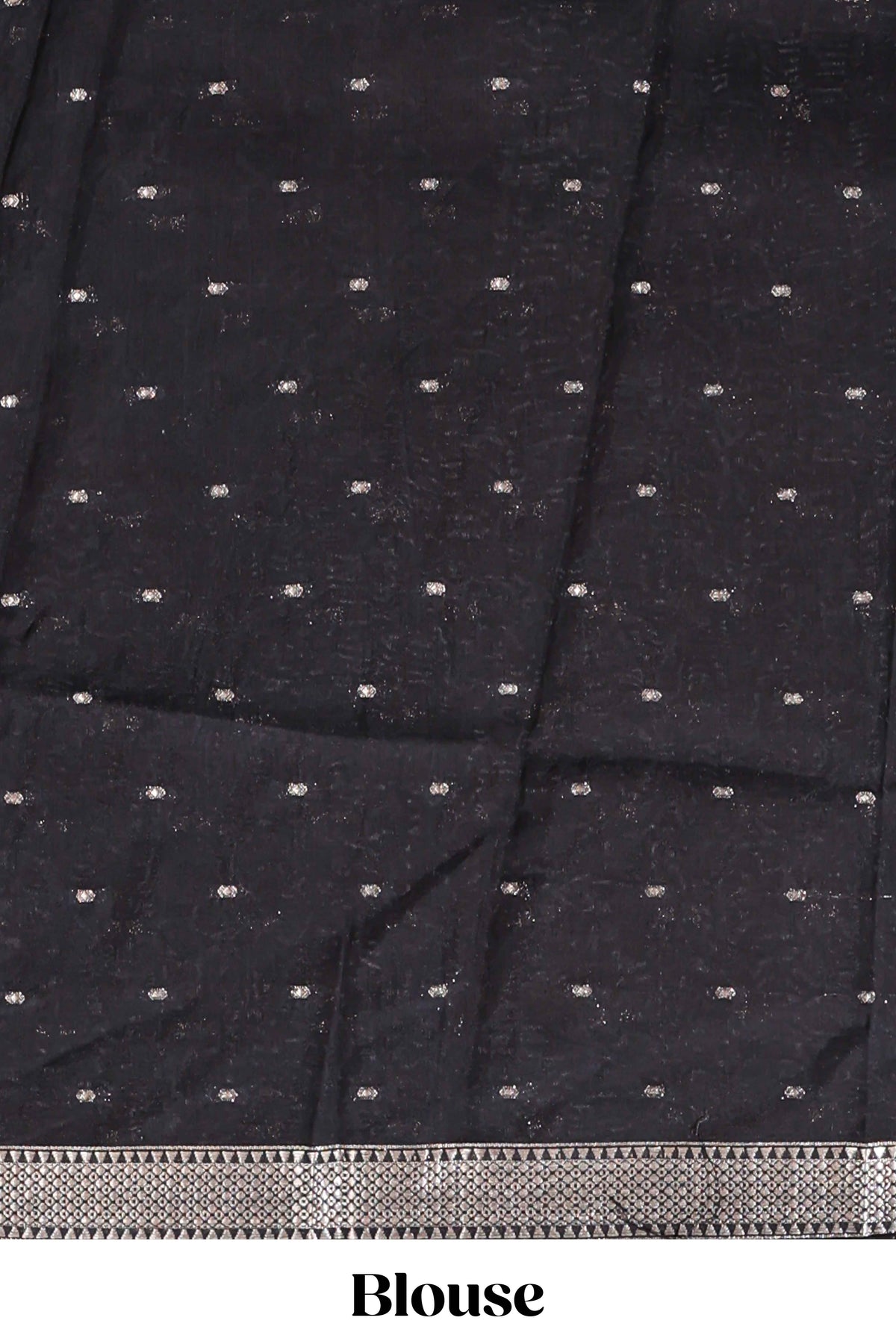 Black ikkat style floral design assam silk saree with self zari border and matching motifs blouse