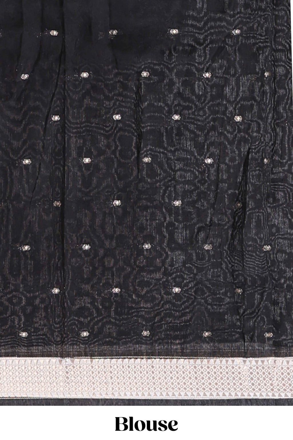 White ikkat style floral design assam silk saree with contrast zari border and motifs blouse