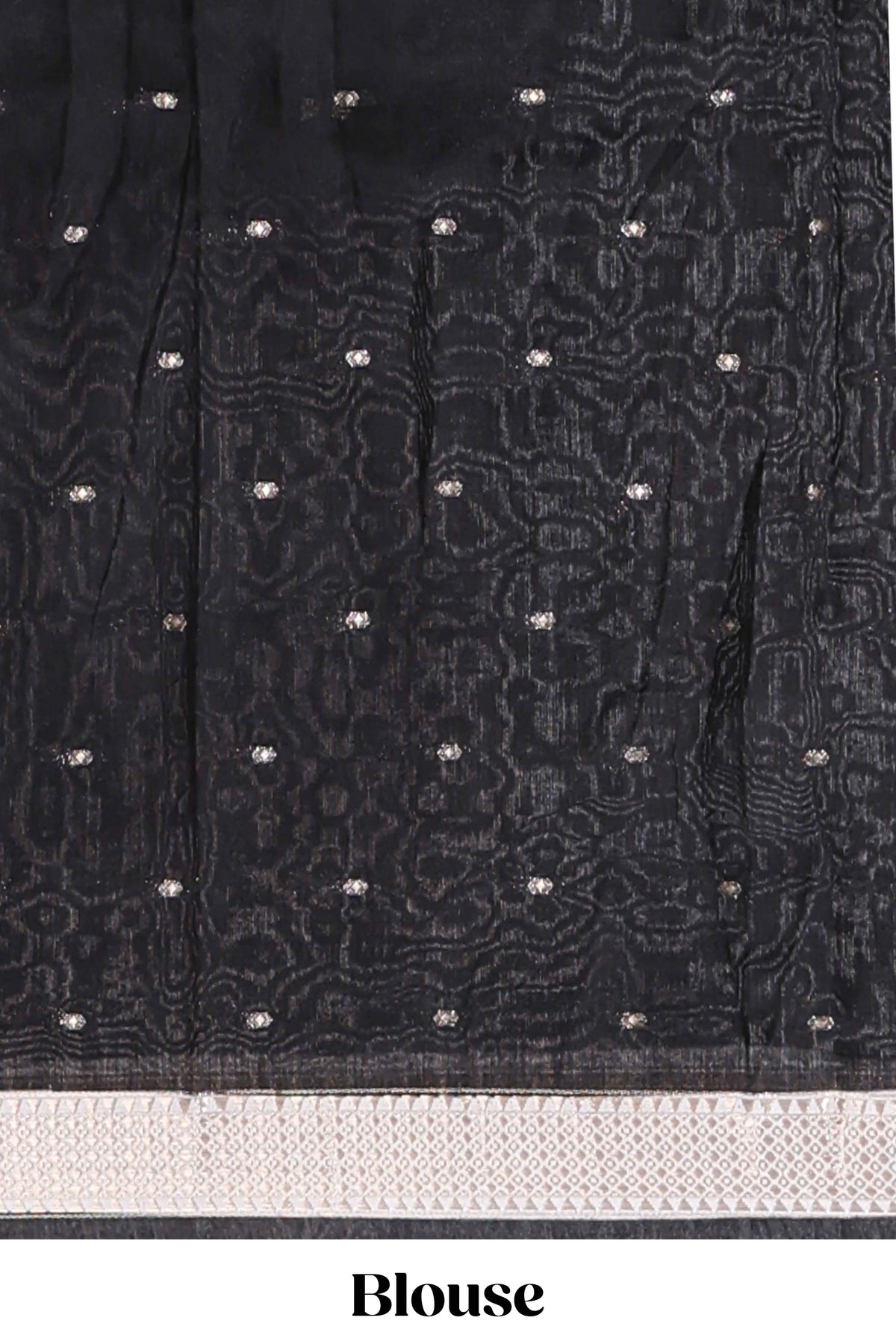 White ikkat style floral design assam silk saree with contrast zari border and motifs blouse