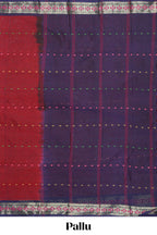 Red butta bengal cotton saree with contrast bentex border and contrast pallu along with blouse piece