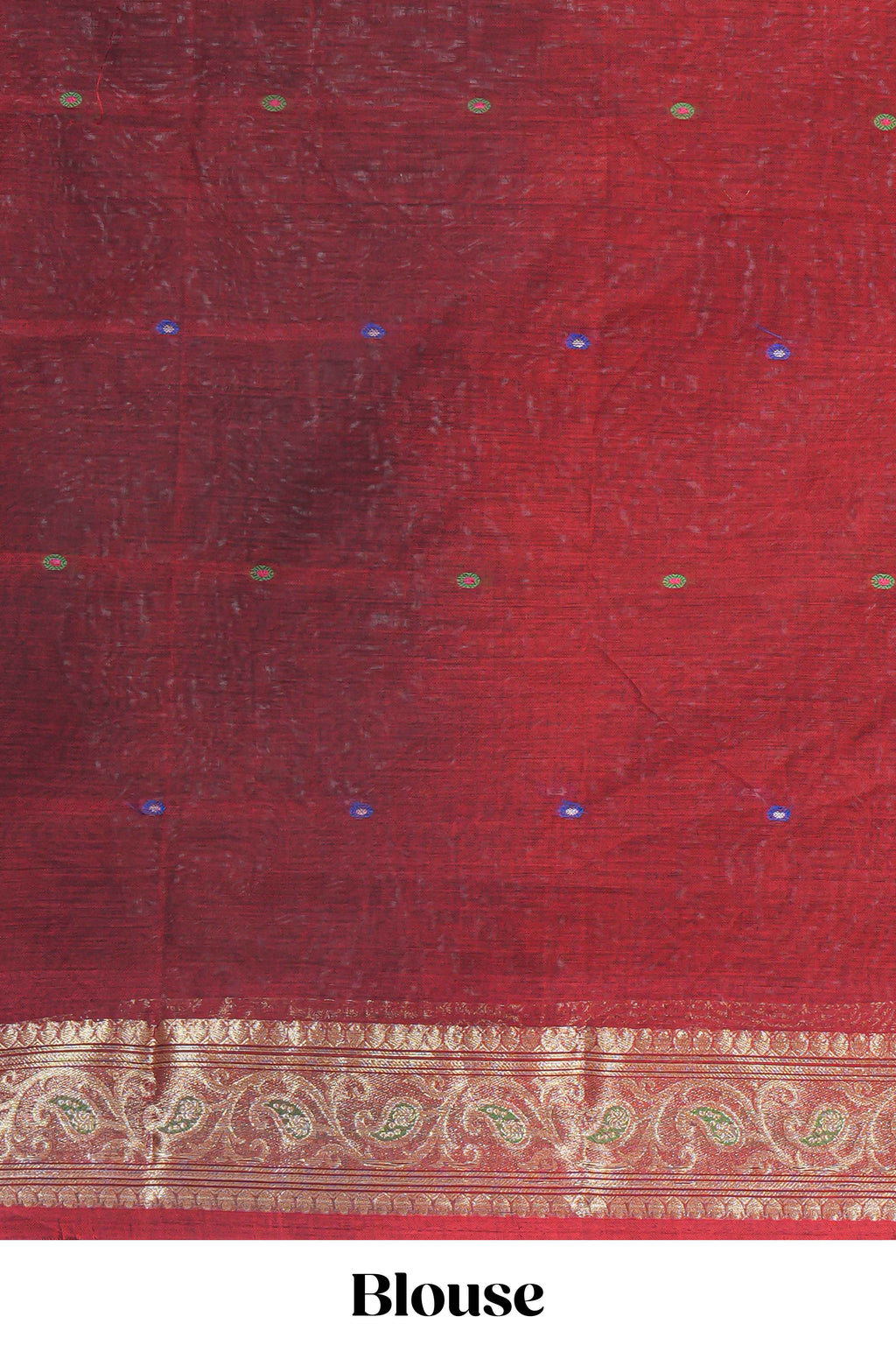 Black colour bengal cotton saree with all over thread buttas contrast bentex border and contrast pallu along with blouse piece