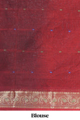 Black colour bengal cotton saree with all over thread buttas contrast bentex border and contrast pallu along with blouse piece